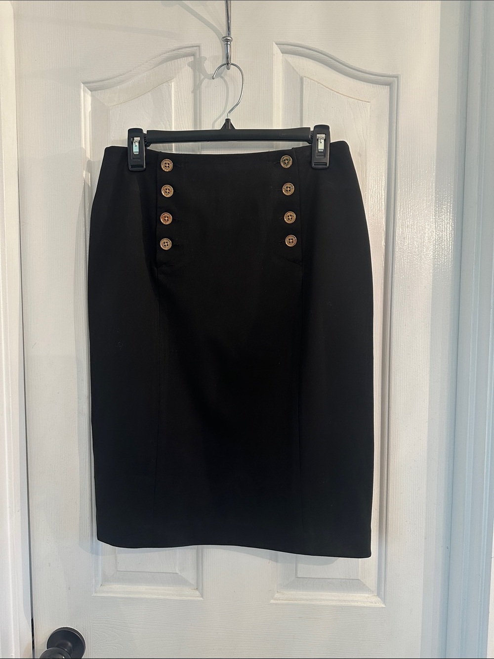 Lauren Ralph Lauren Black High-Waist Pencil Skirt with Button Detail